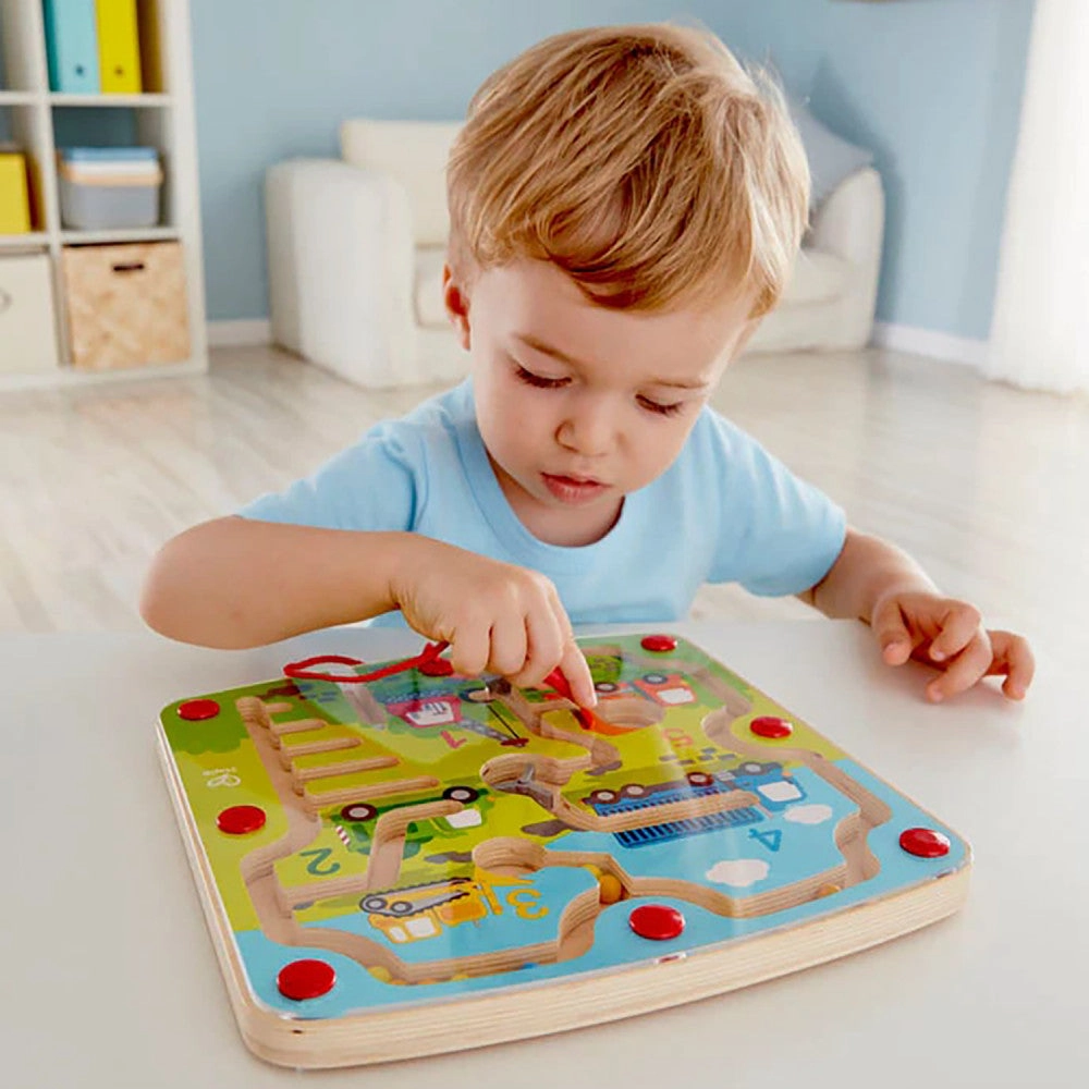 Hape Construction & Number Magnet Maze - Wooden Magnetic Educational Toy