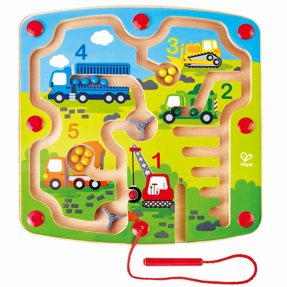 Hape Construction & Number Magnet Maze - Wooden Magnetic Educational Toy