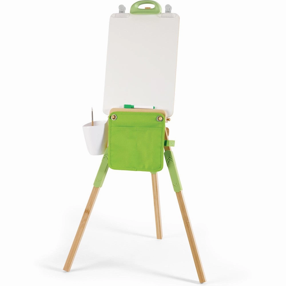 Hape Eco-Friendly Bamboo Kids Easel Set - 14pc, Green & White