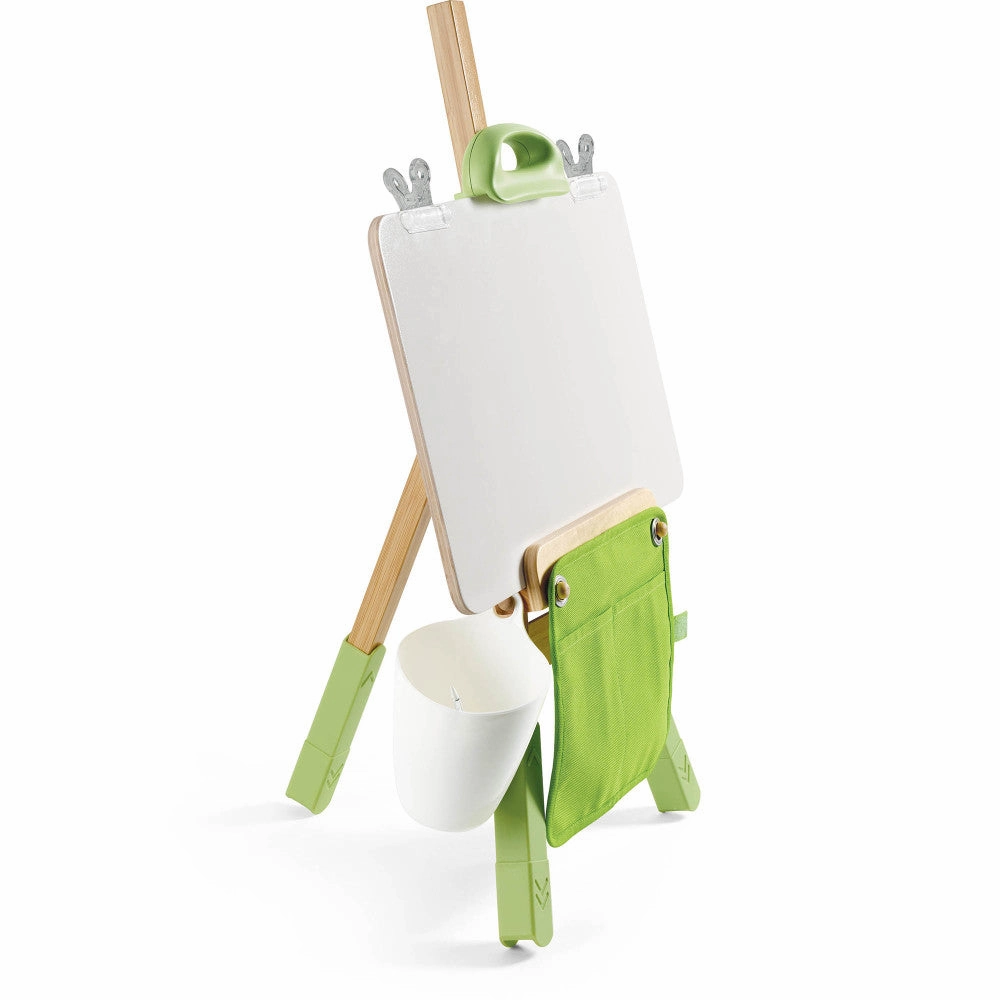 Hape Eco-Friendly Bamboo Kids Easel Set - 14pc, Green & White