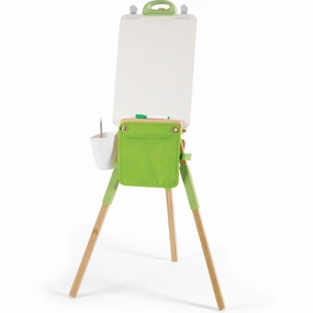 Hape Eco-Friendly Bamboo Kids Easel Set - 14pc, Green & White
