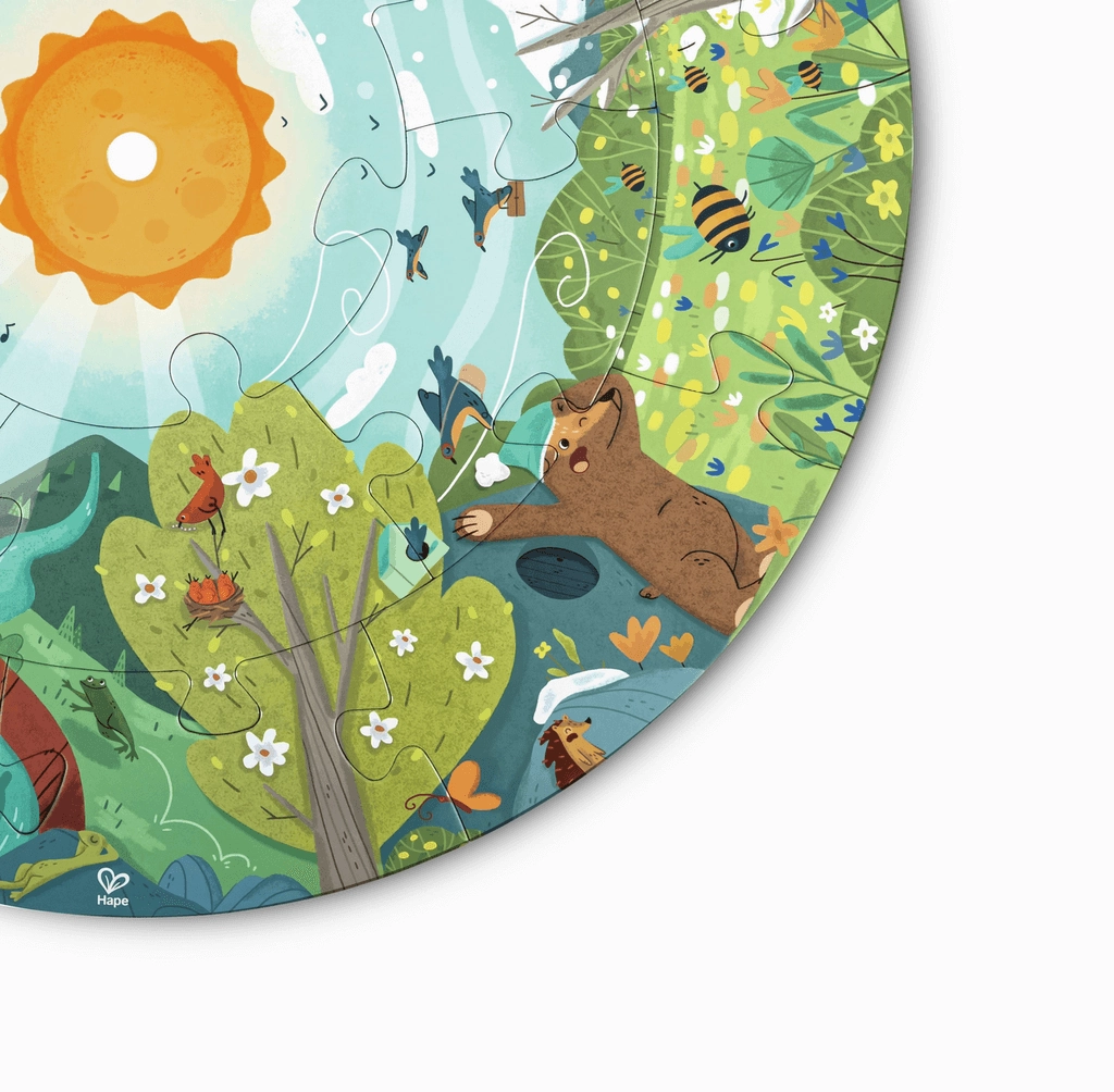 Hape Four Seasons Circular Puzzle with LED & Poster for Ages 3 and Up