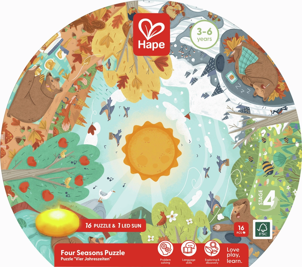 Hape Four Seasons Circular Puzzle with LED & Poster for Ages 3 and Up