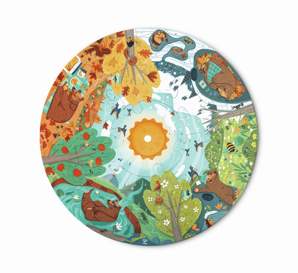 Hape Four Seasons Circular Puzzle with LED & Poster for Ages 3 and Up