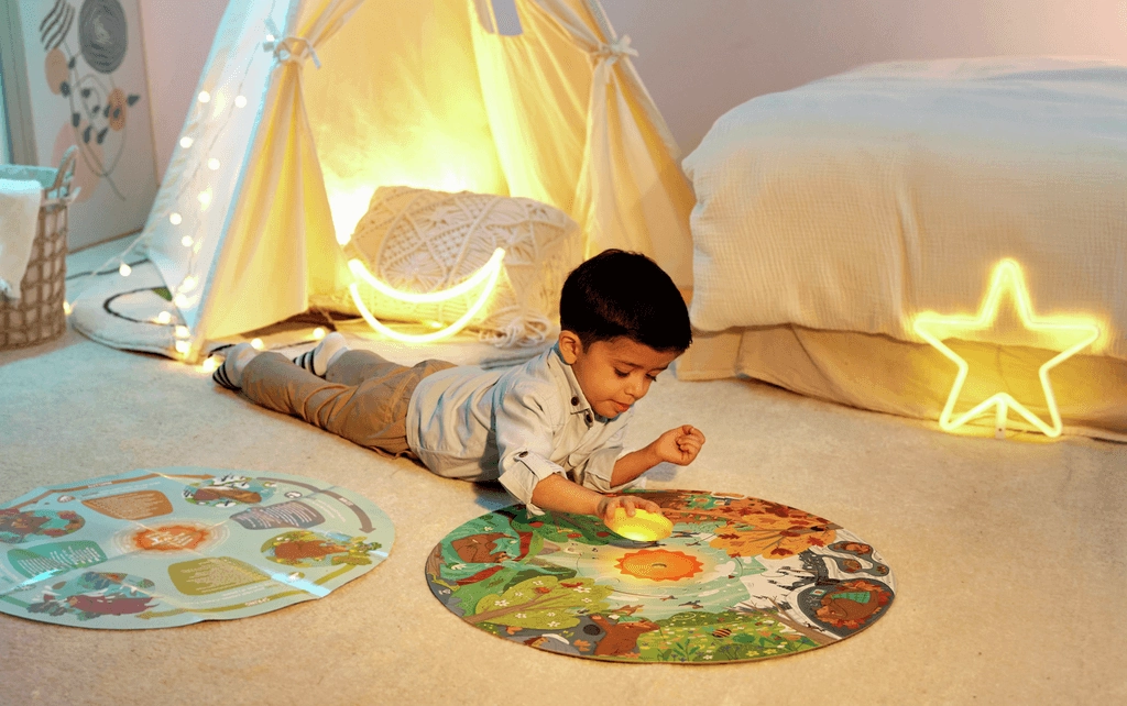 Hape Four Seasons Circular Puzzle with LED & Poster for Ages 3 and Up