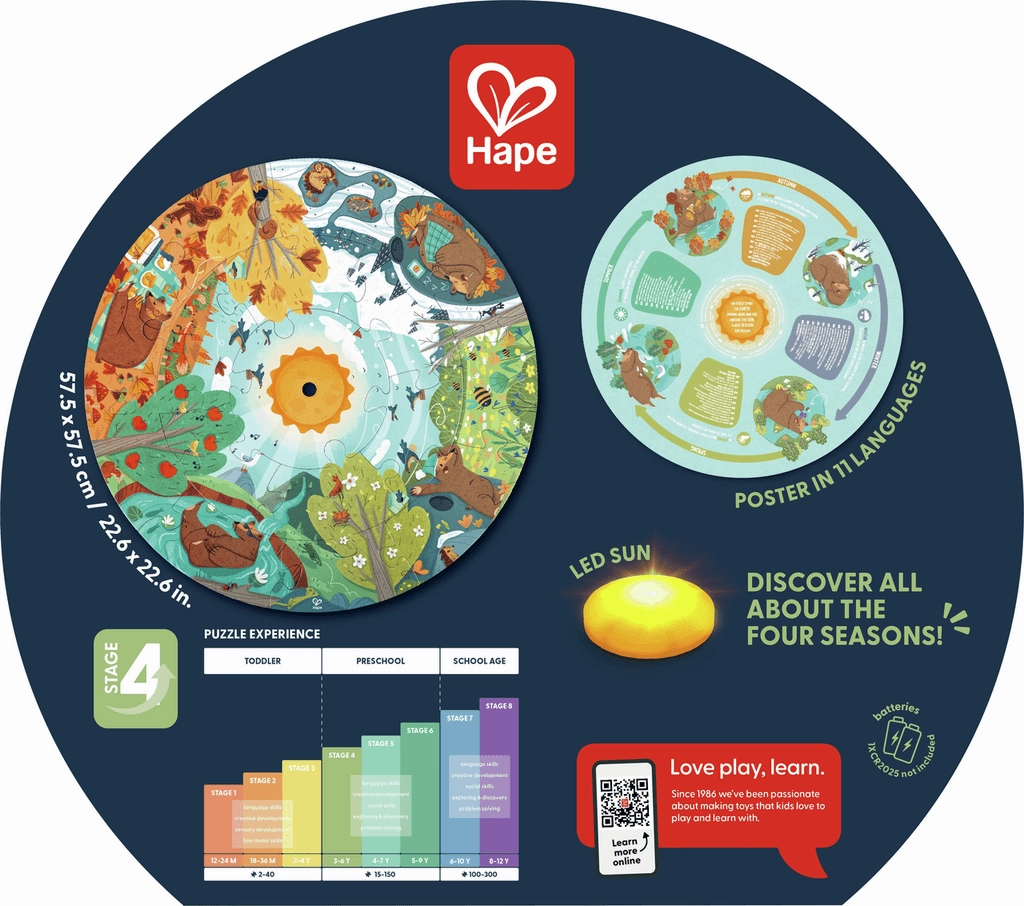 Hape Four Seasons Circular Puzzle with LED & Poster for Ages 3 and Up