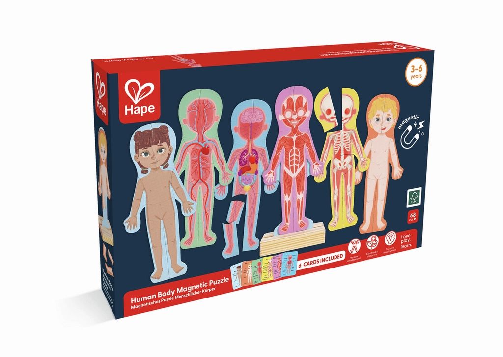 Hape Human Body Educational Magnetic 68 Piece Puzzle for Ages 3 and Up