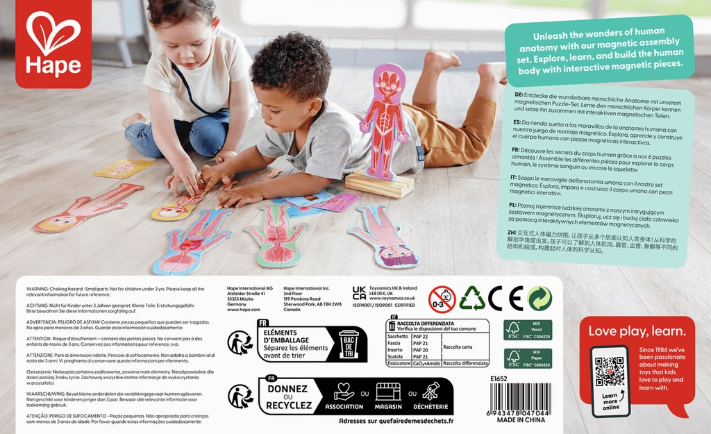 Hape Human Body Educational Magnetic 68 Piece Puzzle for Ages 3 and Up