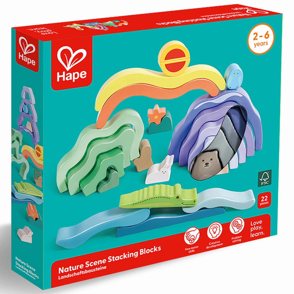 Hape Nature Scene Stacking Blocks  Colorful Wooden Nesting Toy