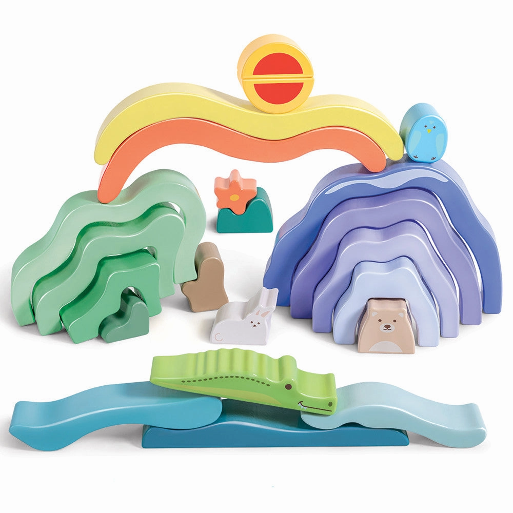 Hape Nature Scene Stacking Blocks  Colorful Wooden Nesting Toy
