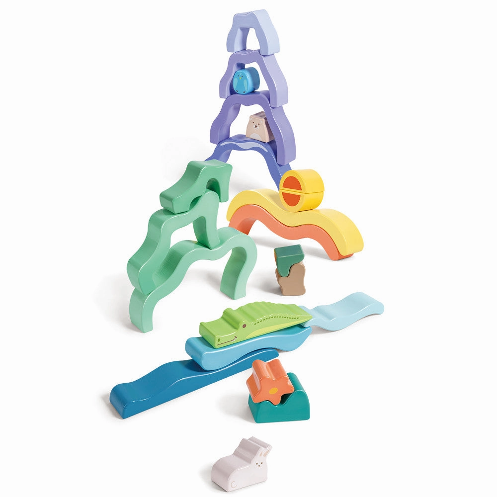 Hape Nature Scene Stacking Blocks  Colorful Wooden Nesting Toy