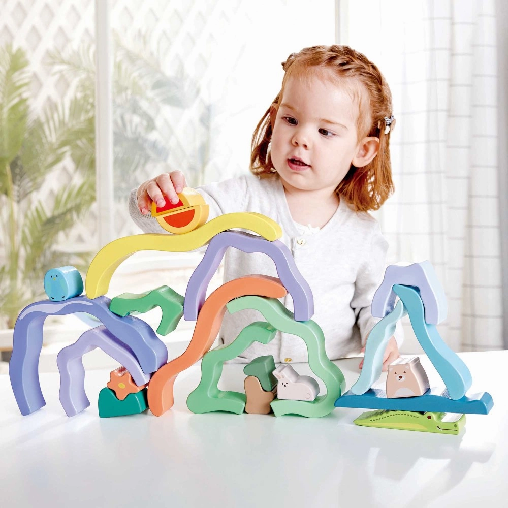 Hape Nature Scene Stacking Blocks  Colorful Wooden Nesting Toy