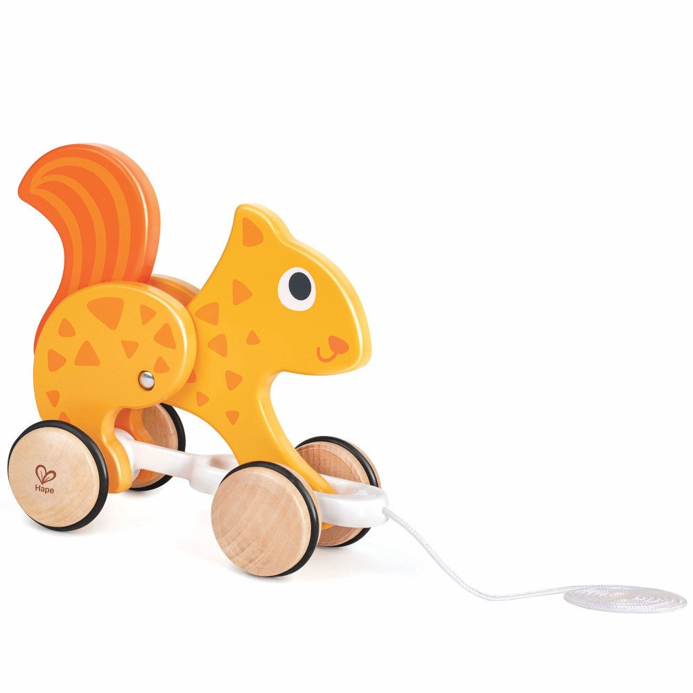 Hape Orange Wooden Squirrel Pull Along Toy