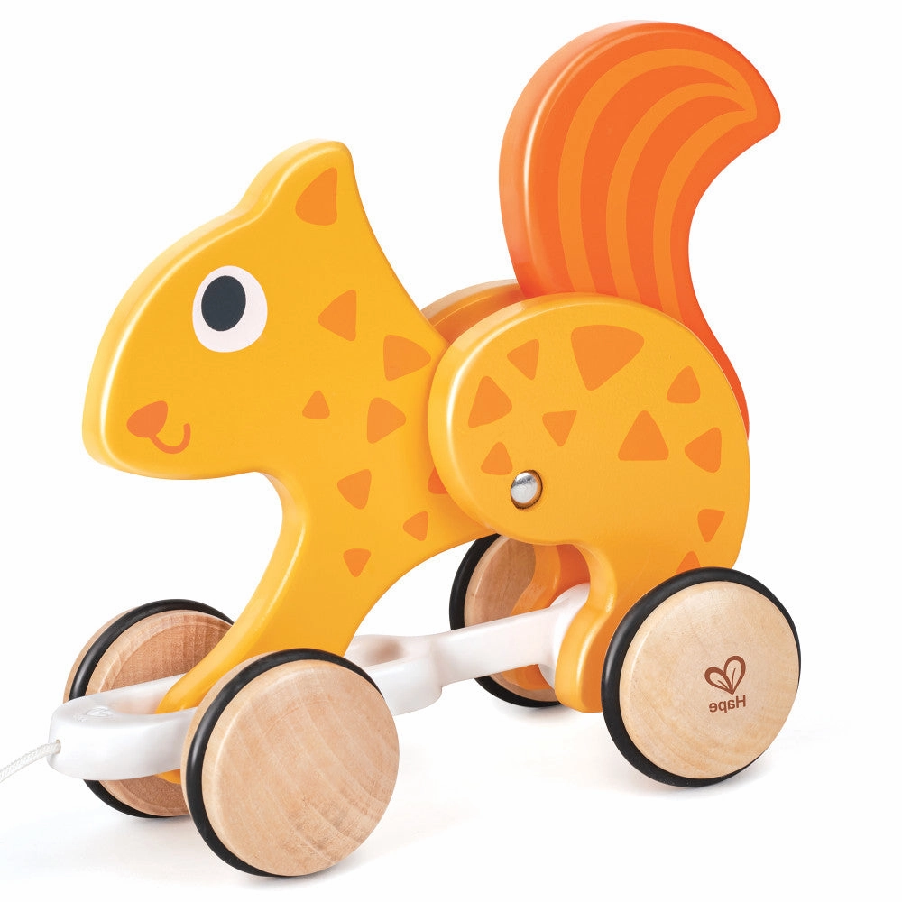 Hape Orange Wooden Squirrel Pull Along Toy