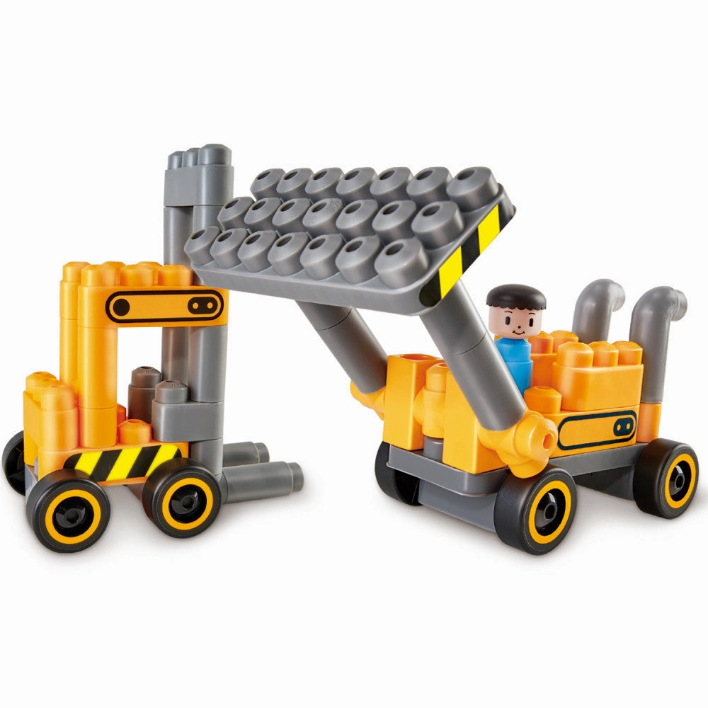 Hape PolyM 43pc Construction Site Building Blocks Set - Yellow/Grey