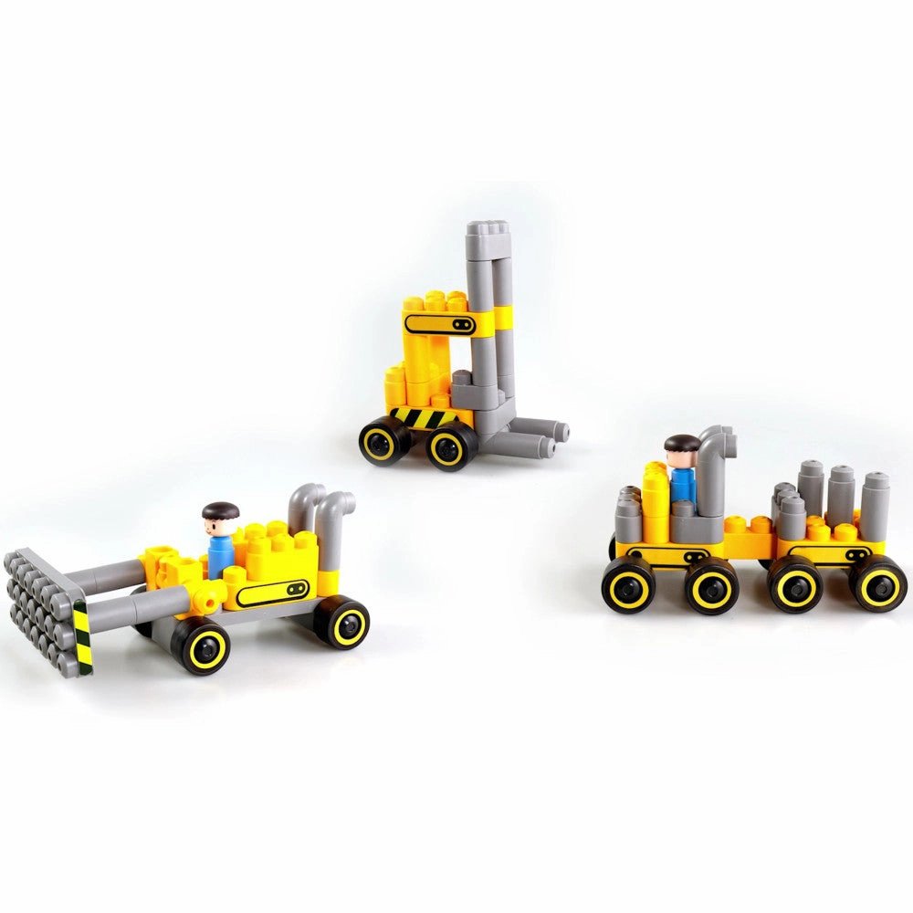 Hape PolyM 43pc Construction Site Building Blocks Set - Yellow/Grey