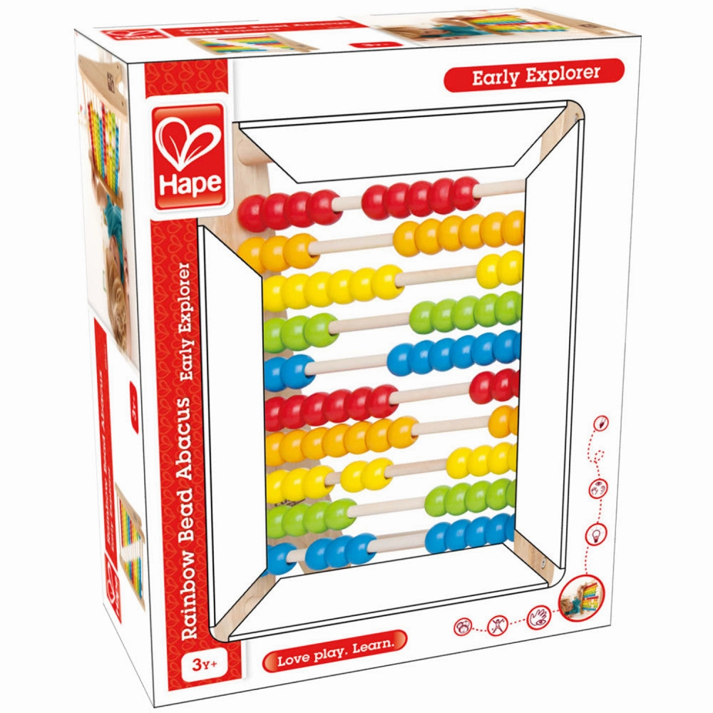 Hape Rainbow Bead Abacus - Colorful Wooden Counting Toy