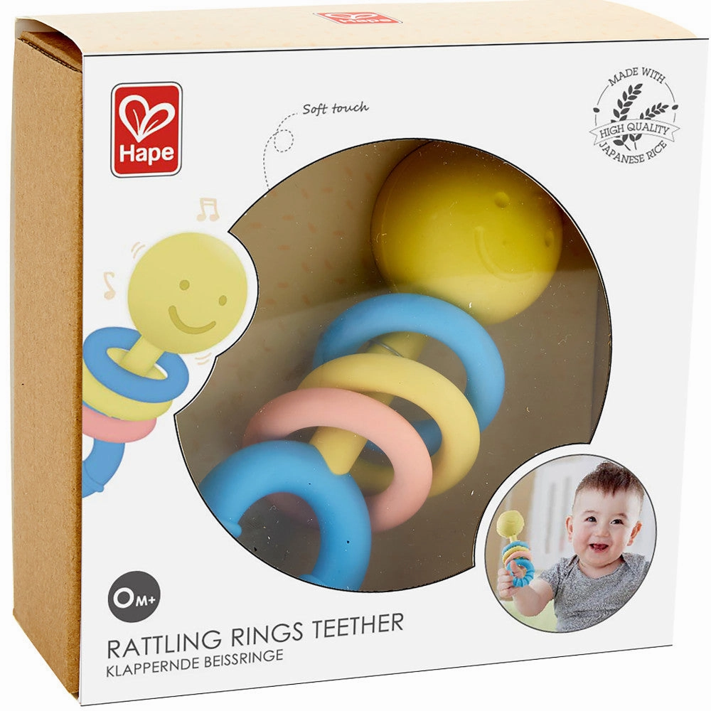 Hape Rattling Rings Teether  Pastel Joy