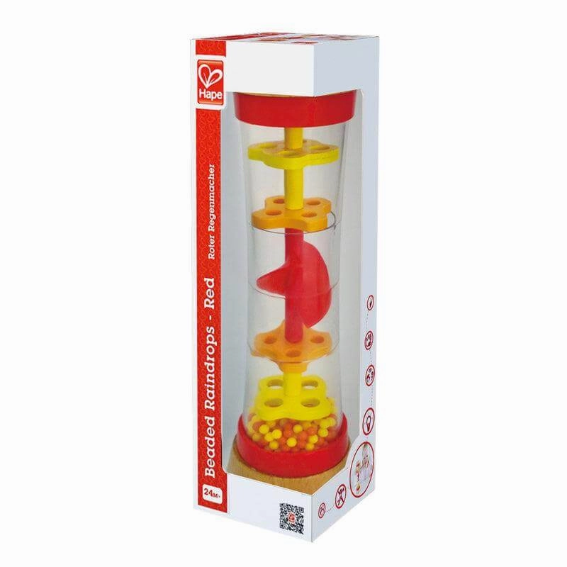 Hape Red Beaded Raindrops Sensory Baby Rattle Toy Suitable from Birth