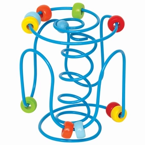Hape Spring-A-Ling Wooden Beads & Blue Spiral Wire Maze