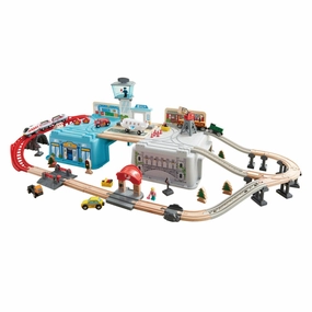 Hape Super Cityscape Transport 80-Piece Wooden Train Set for Ages 3 