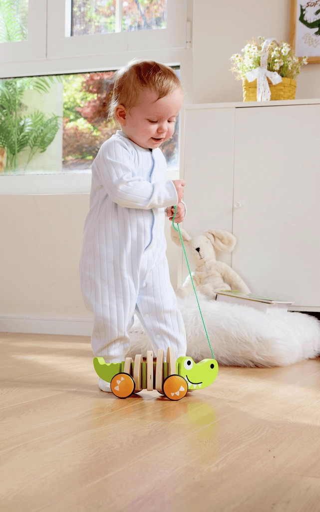 Hape Walk-A-Long Crocodile Pull Along Toy for Toddlers Ages 1 and Up