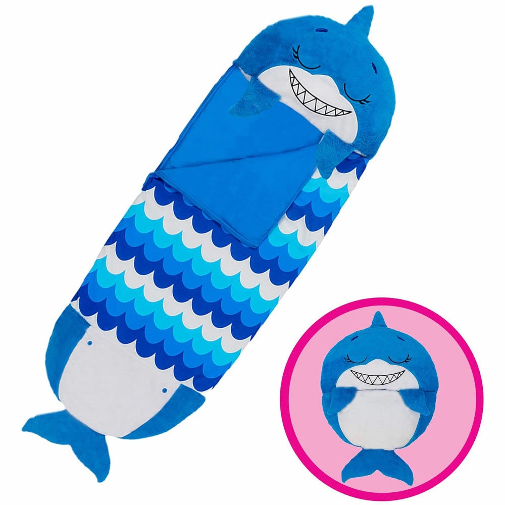 Happy Nappers Blue Shark 54 inch Plush Pillow & Sleepy Sack - Medium