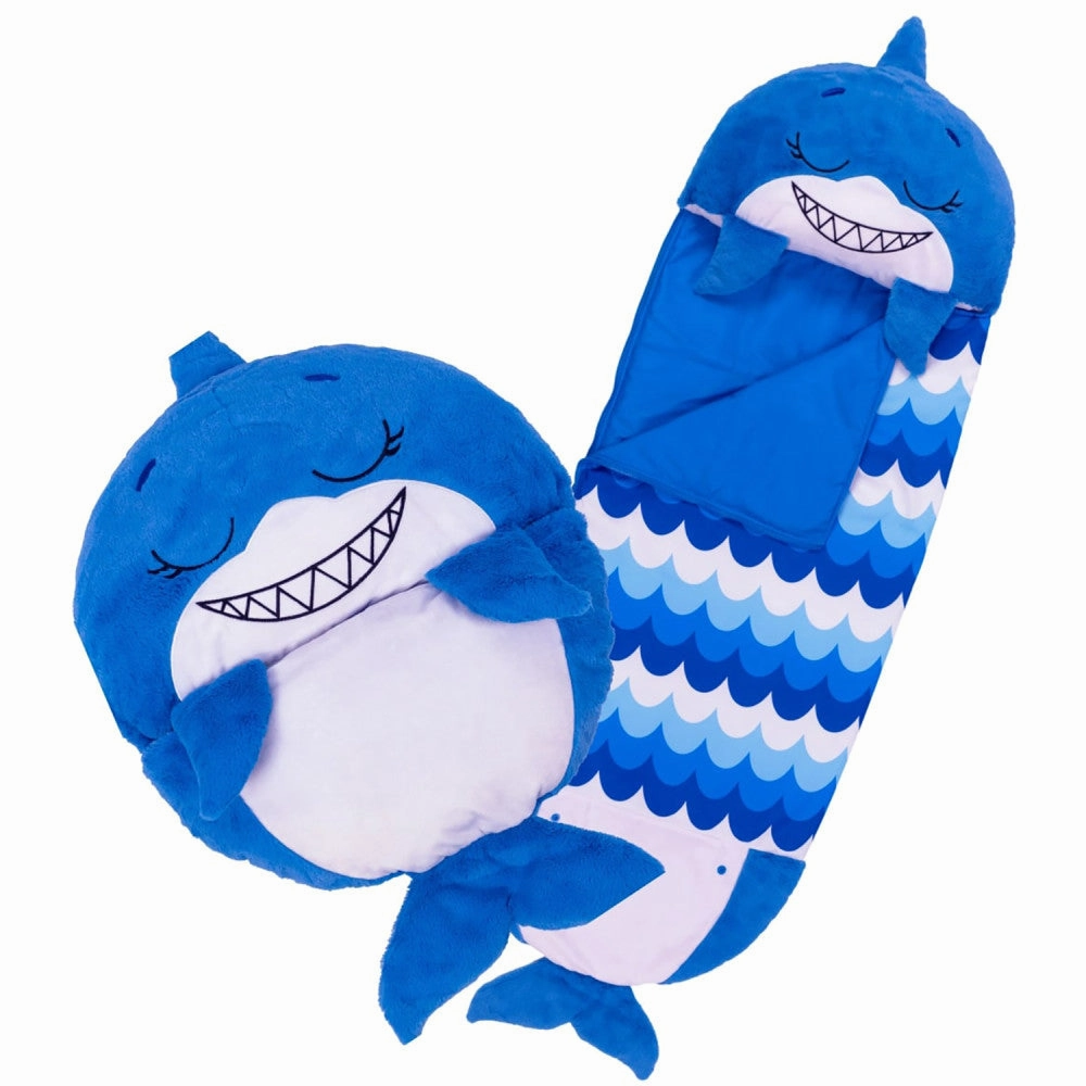 Happy Nappers Blue Shark 54 inch Plush Pillow & Sleepy Sack - Medium