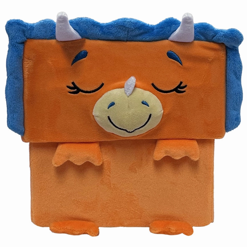 Happy Nappers Dino Triceratops 15 inch Plush Toy - Brown/Blue