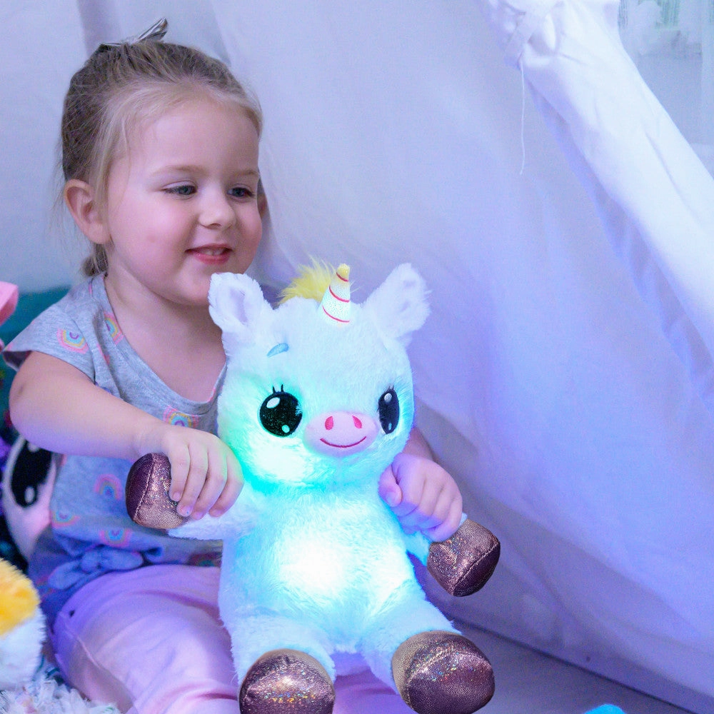 Happy Nappers Lullabrites Unicorn Musical Light-Up Plush - White & Green