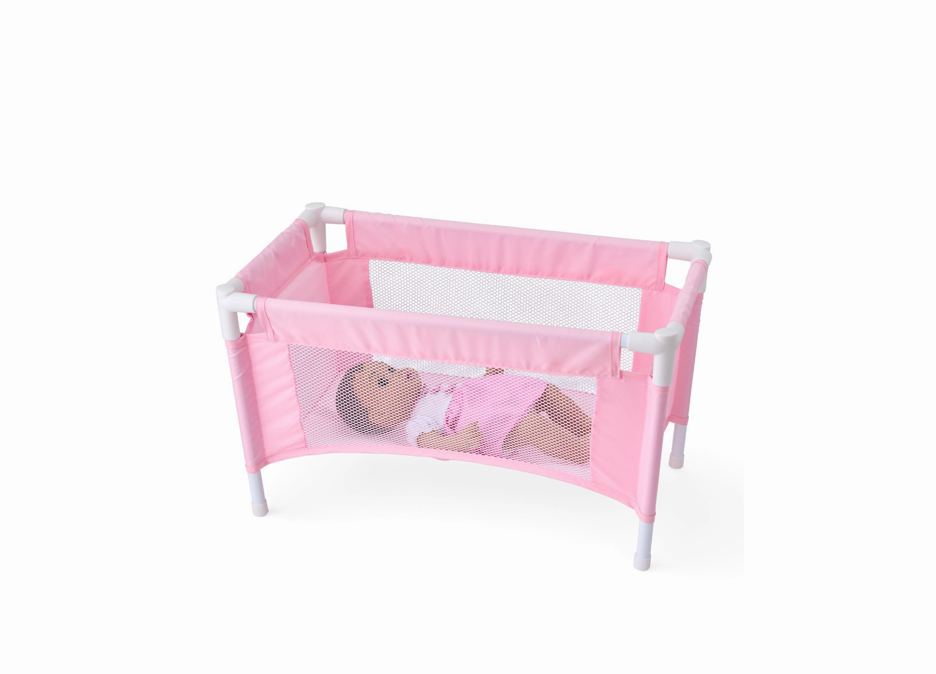 Journey Girls Pastel Pink Baby Doll Crib Playset