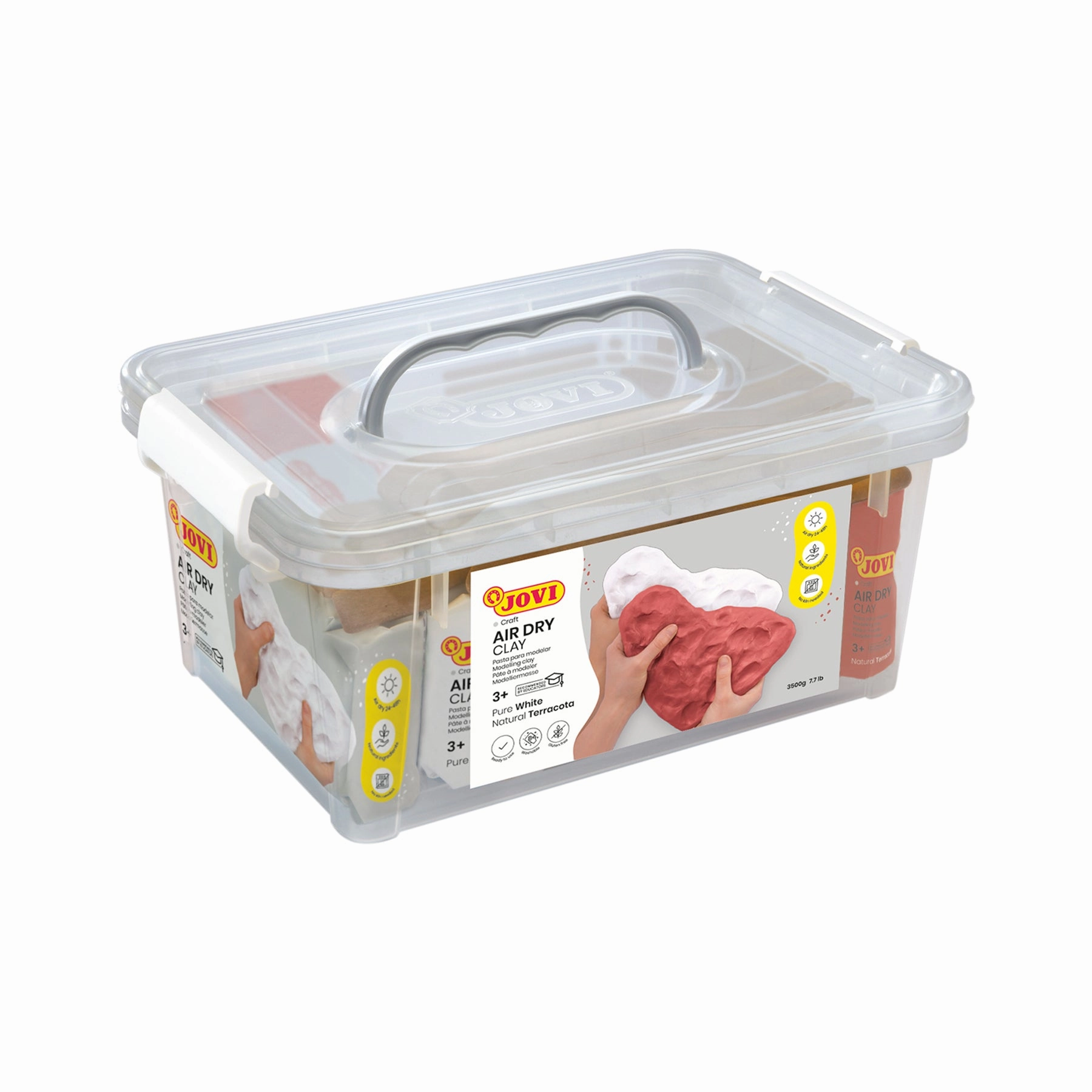 JOVI Air Dry Clay School Pack - 7 Bars, 1.1 Lb Each & 20 Spatulas, Assorted Colors