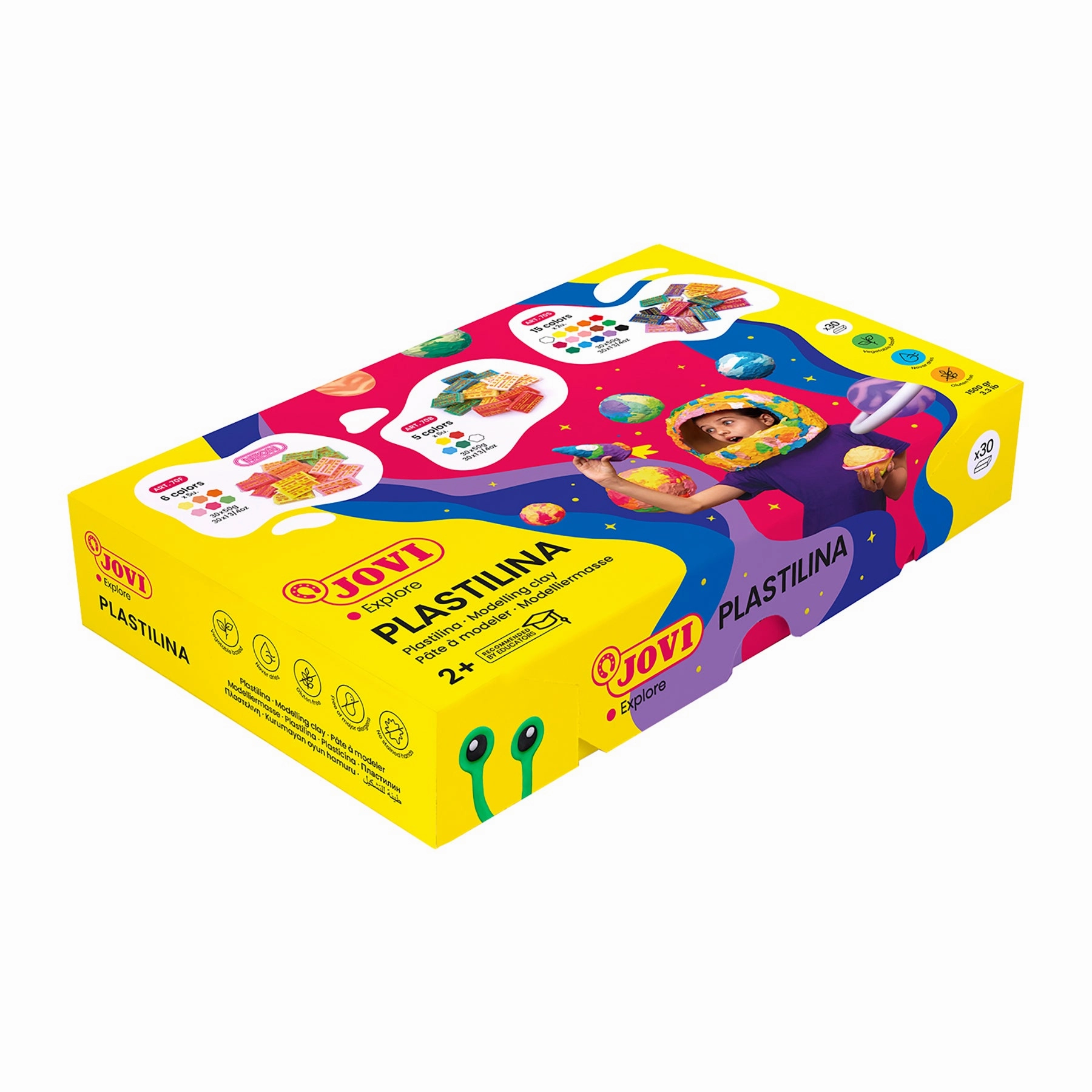 JOVI Plastilina Vegetable-Based Modeling Clay, 30 Bars - Assorted Colors