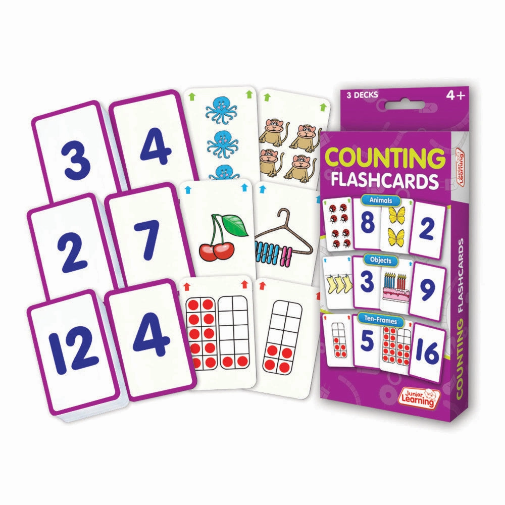 Junior Learning Counting Flashcards Set - Educational Math Teaching Tool for Ages 4 