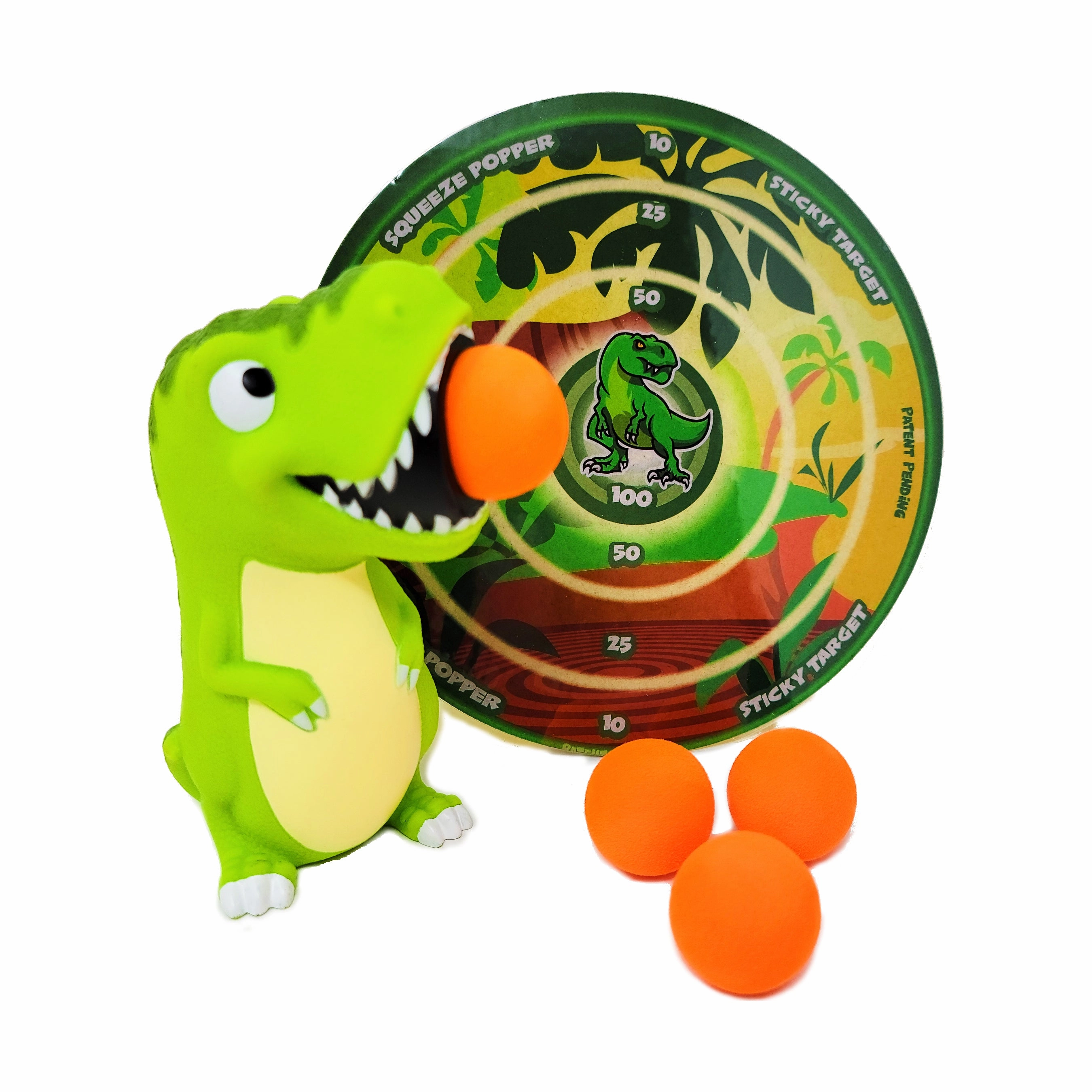 Jurassic Jolt T-Rex Squeeze Popper with Sticky Target