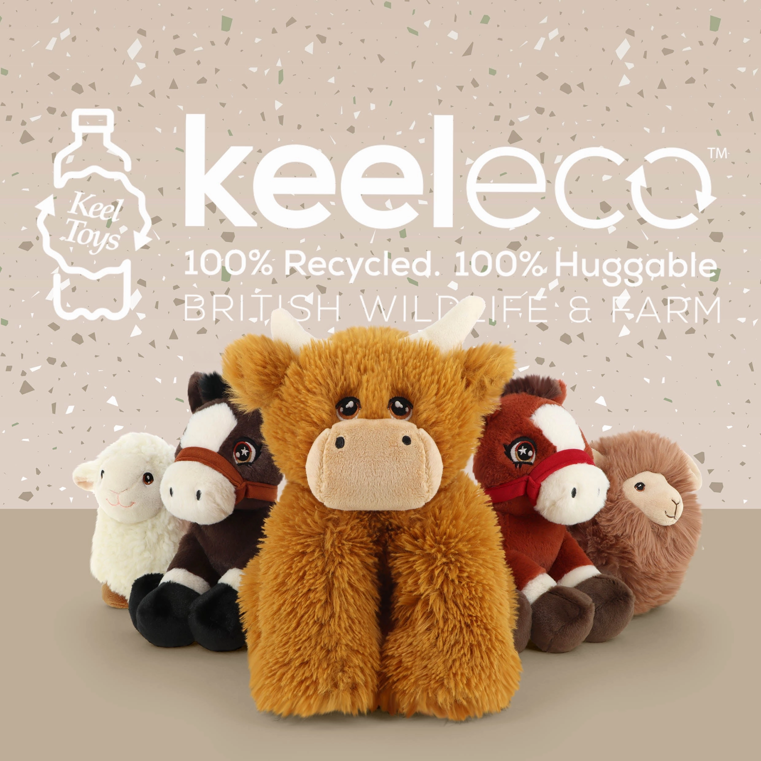 Keeleco 20cm  Pygmy Goat Recycled Farm Animal Soft Toy for All Ages