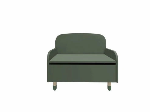Kiddies Kingdom Storage Bench with back rest - Deep green, Blush, White, Natural green Organisers For Ages 3 and Above