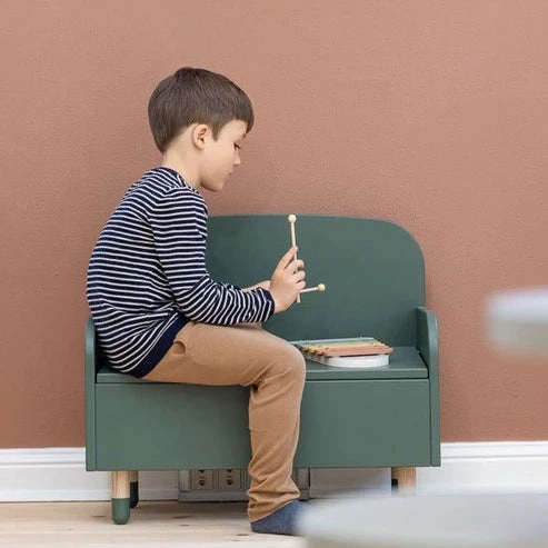 Kiddies Kingdom Storage Bench with back rest - Deep green, Blush, White, Natural green Organisers For Ages 3 and Above