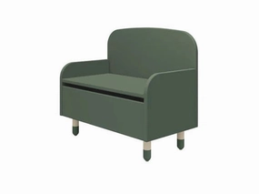 Kiddies Kingdom Storage Bench with back rest - Deep green, Blush, White, Natural green Organisers For Ages 3 and Above