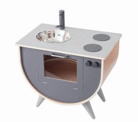 Kiddies Kingdom Toy Kitchen - White   Natural, Blossom Pink, Classic Grey Imaginative Play For Ages 3 and Above