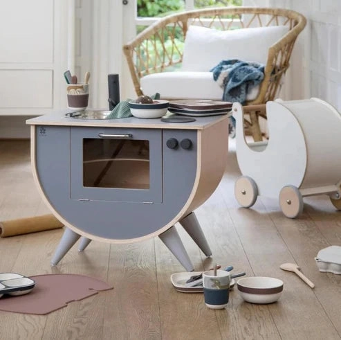 Kiddies Kingdom Toy Kitchen - White   Natural, Blossom Pink, Classic Grey Imaginative Play For Ages 3 and Above