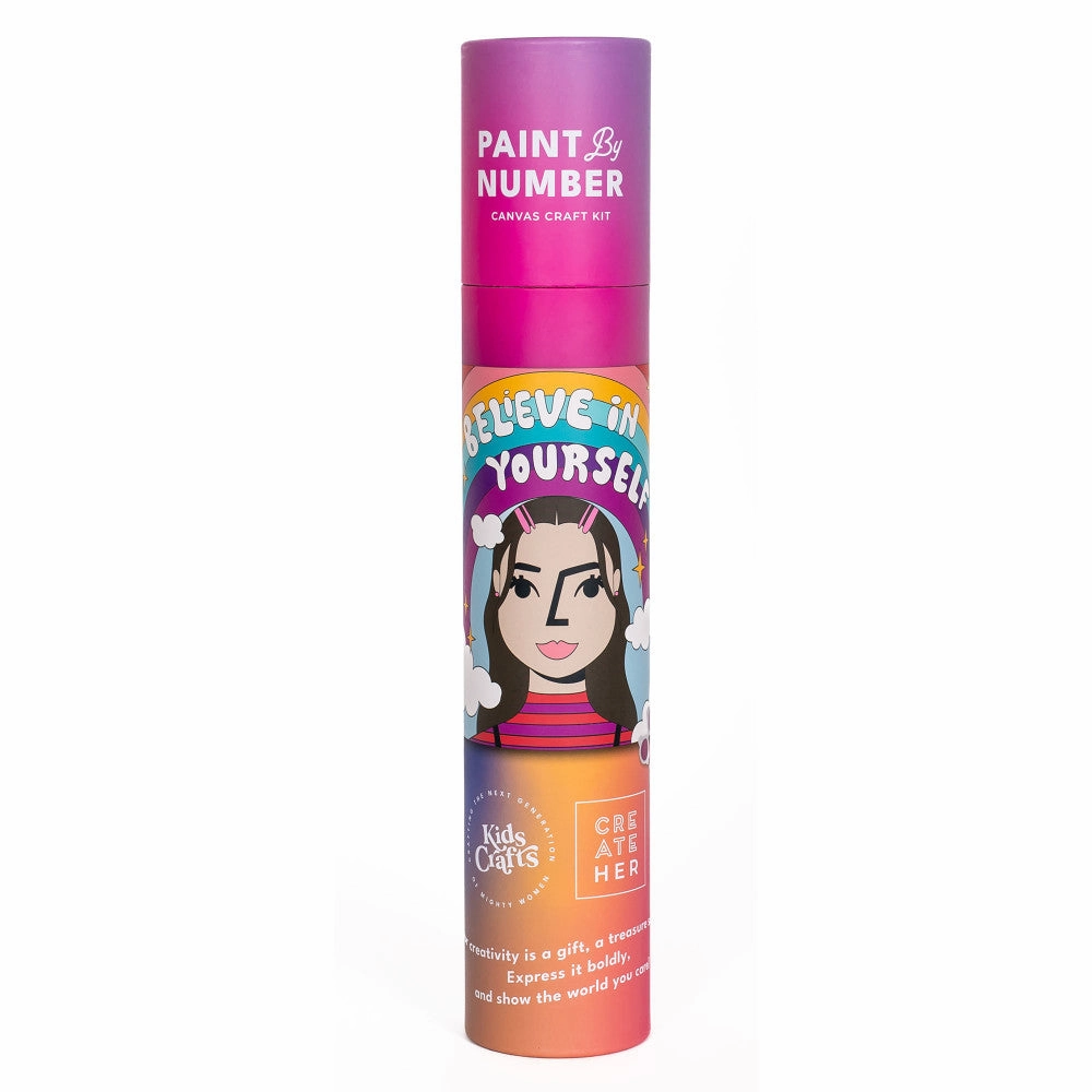 Kids Crafts Believe in Yourself Paint by Number Canvas Art Kit for Girls