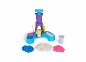 Kinetic Sand Soft Serve Station - Ice Cream Play Set with Blue, Pink, and White Sand