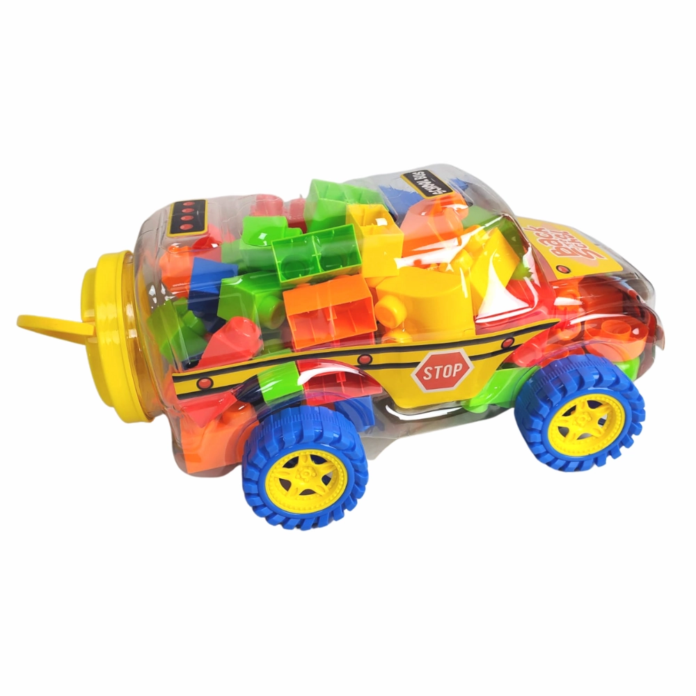 Large Size Building Blocks with School Bus Container for Kids
