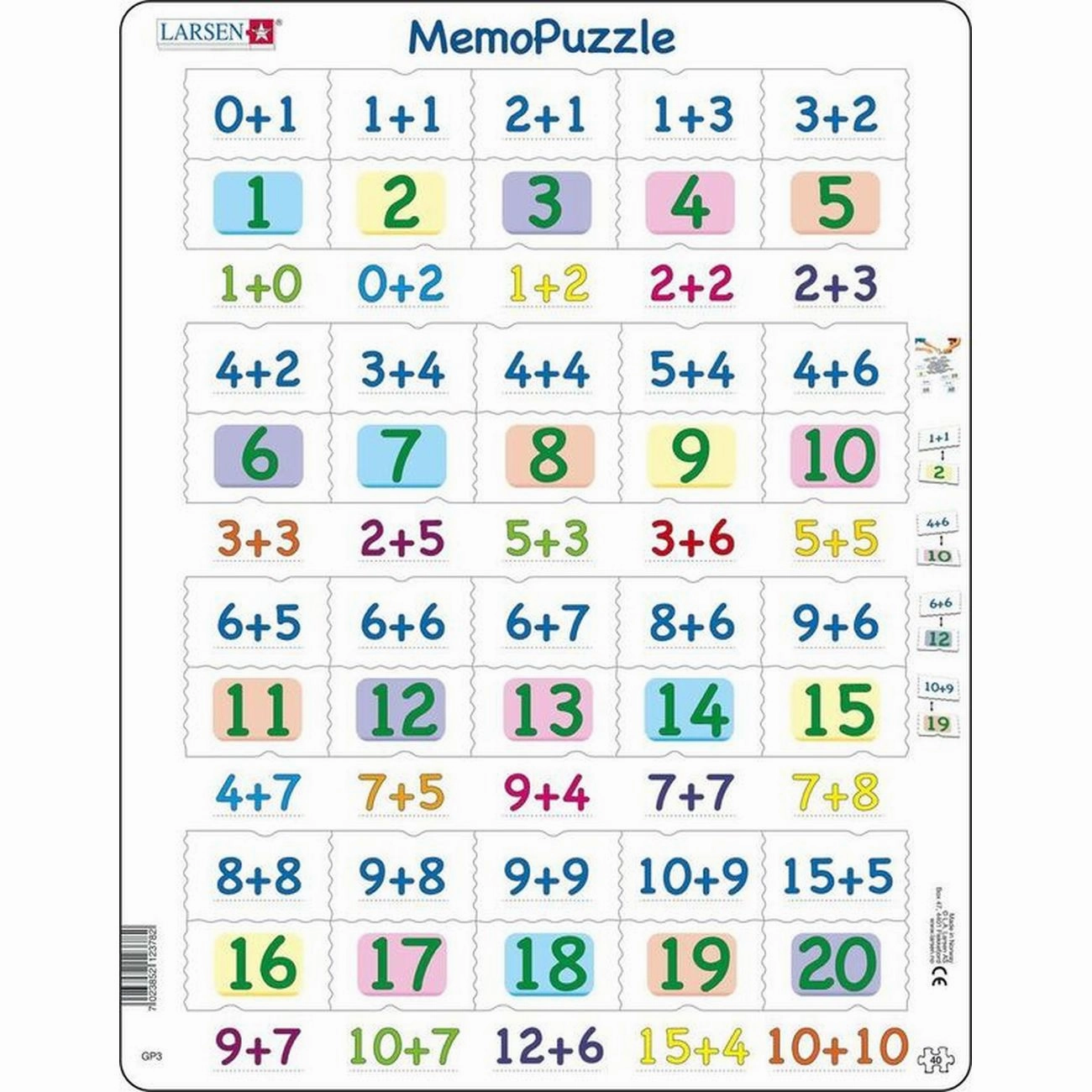 Larsen Numbers Memopuzzle Frame Tray Puzzle