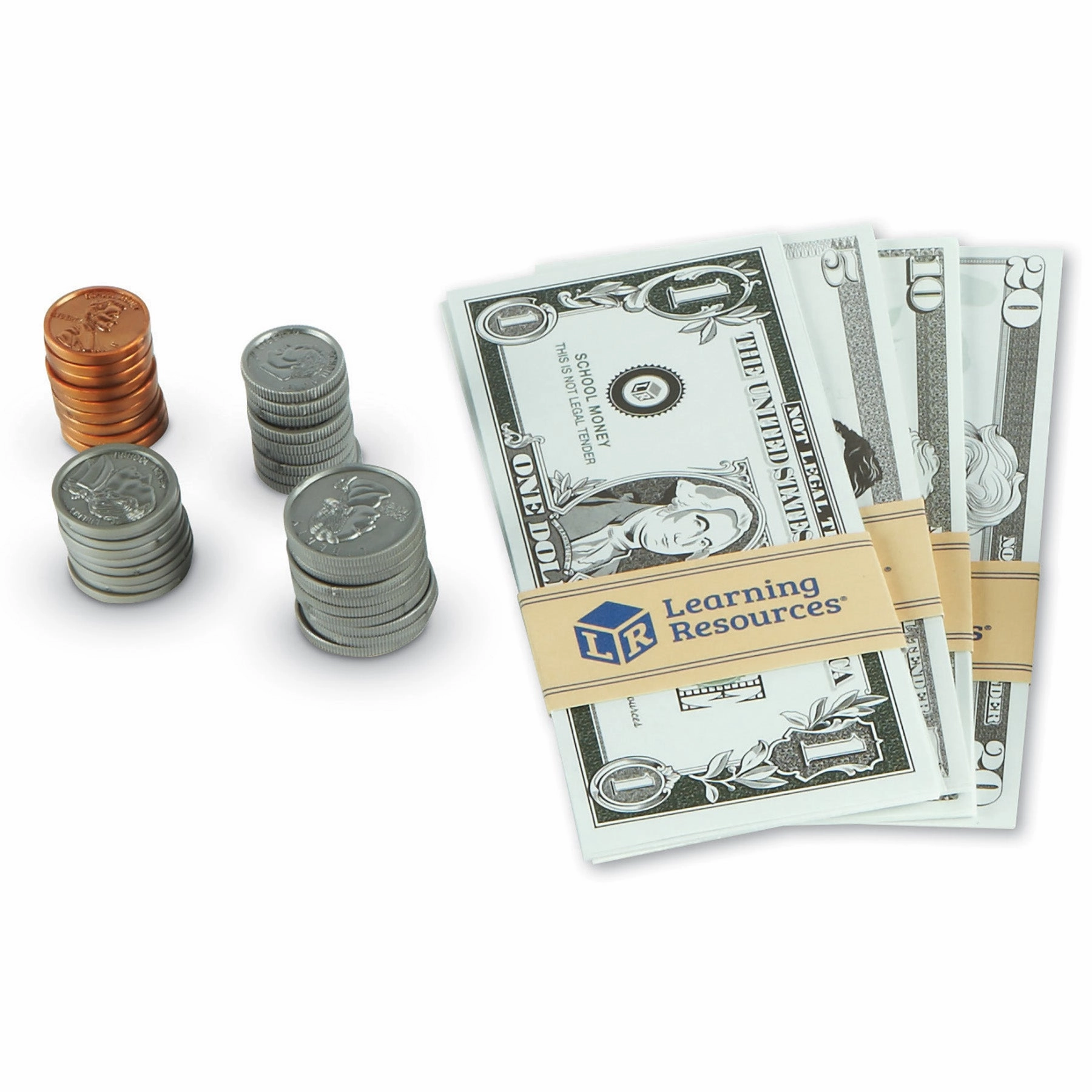 Learning Resources Pretend and Play Money - 300 Pieces of Play Bills and Coins