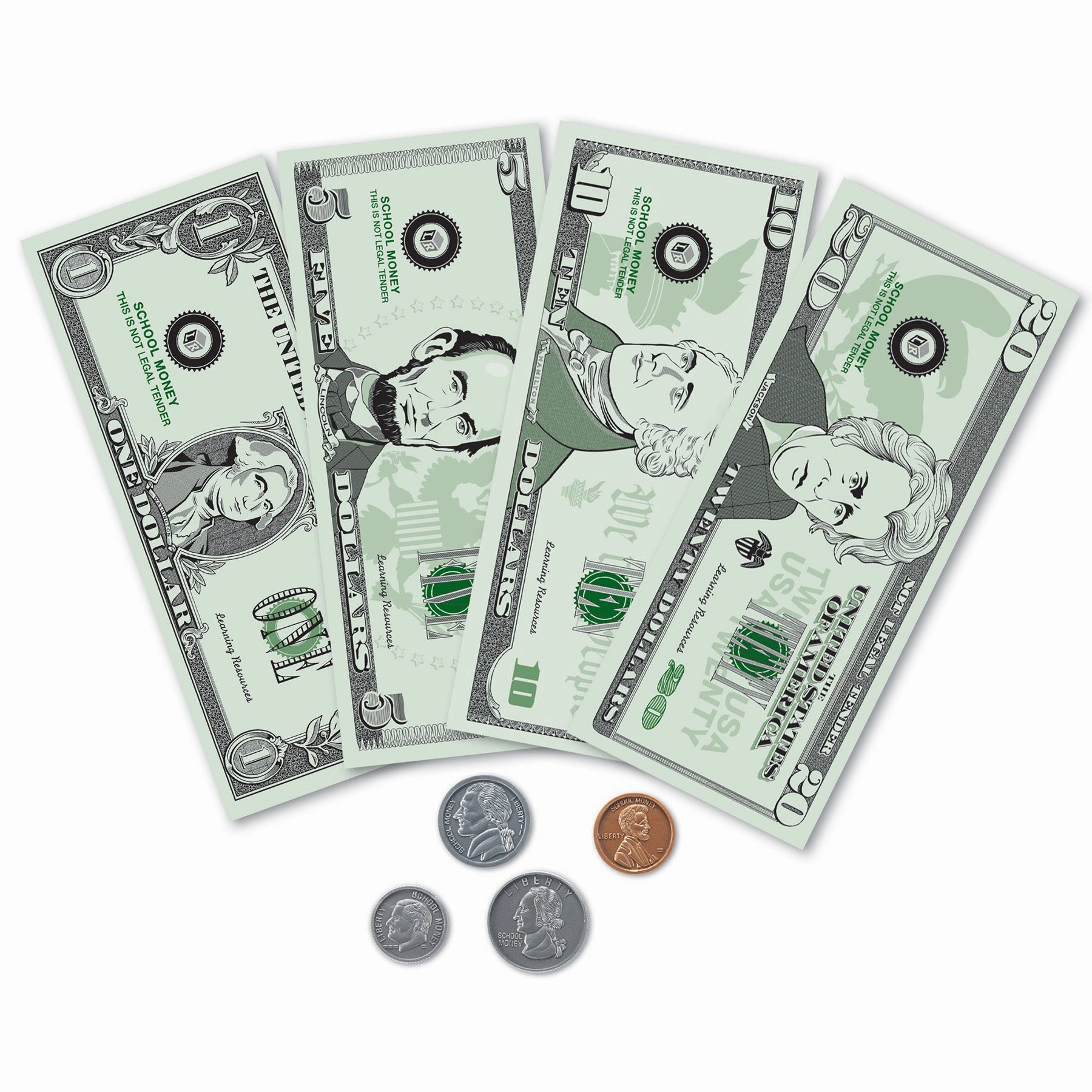 Learning Resources Pretend and Play Money - 300 Pieces of Play Bills and Coins