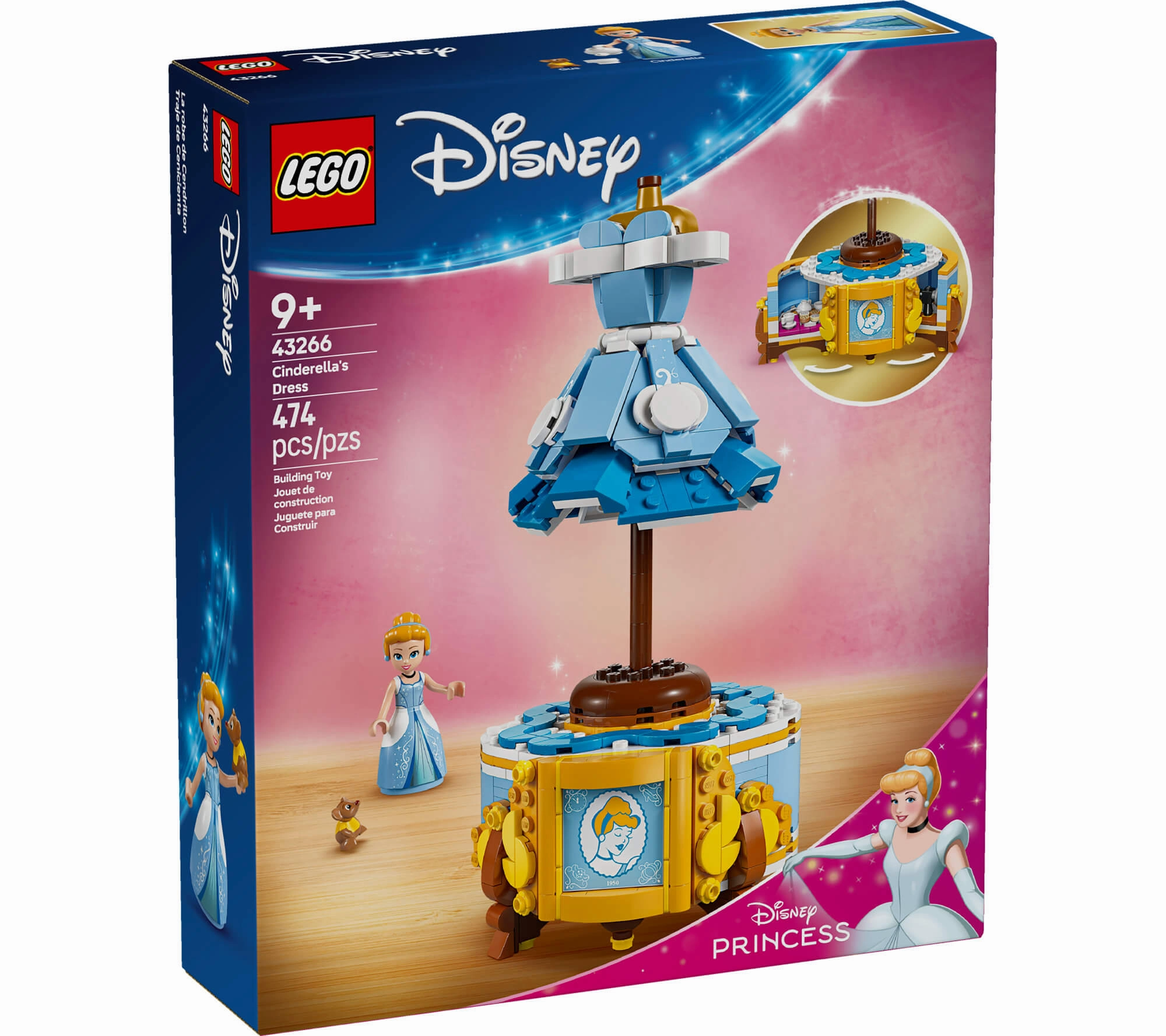 LEGO | Disney Princess Cinderellas 474-Piece Dress Building Kit - with Gus