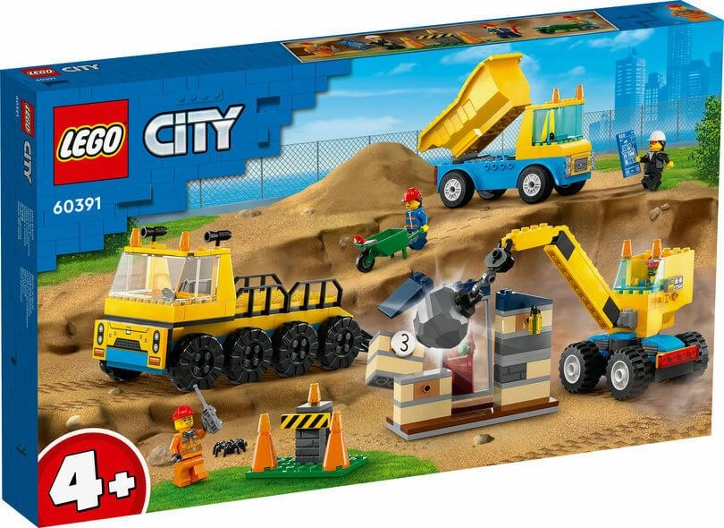 Lego City 60391 Construction Trucks & Wrecking Ball Crane for Ages 4 