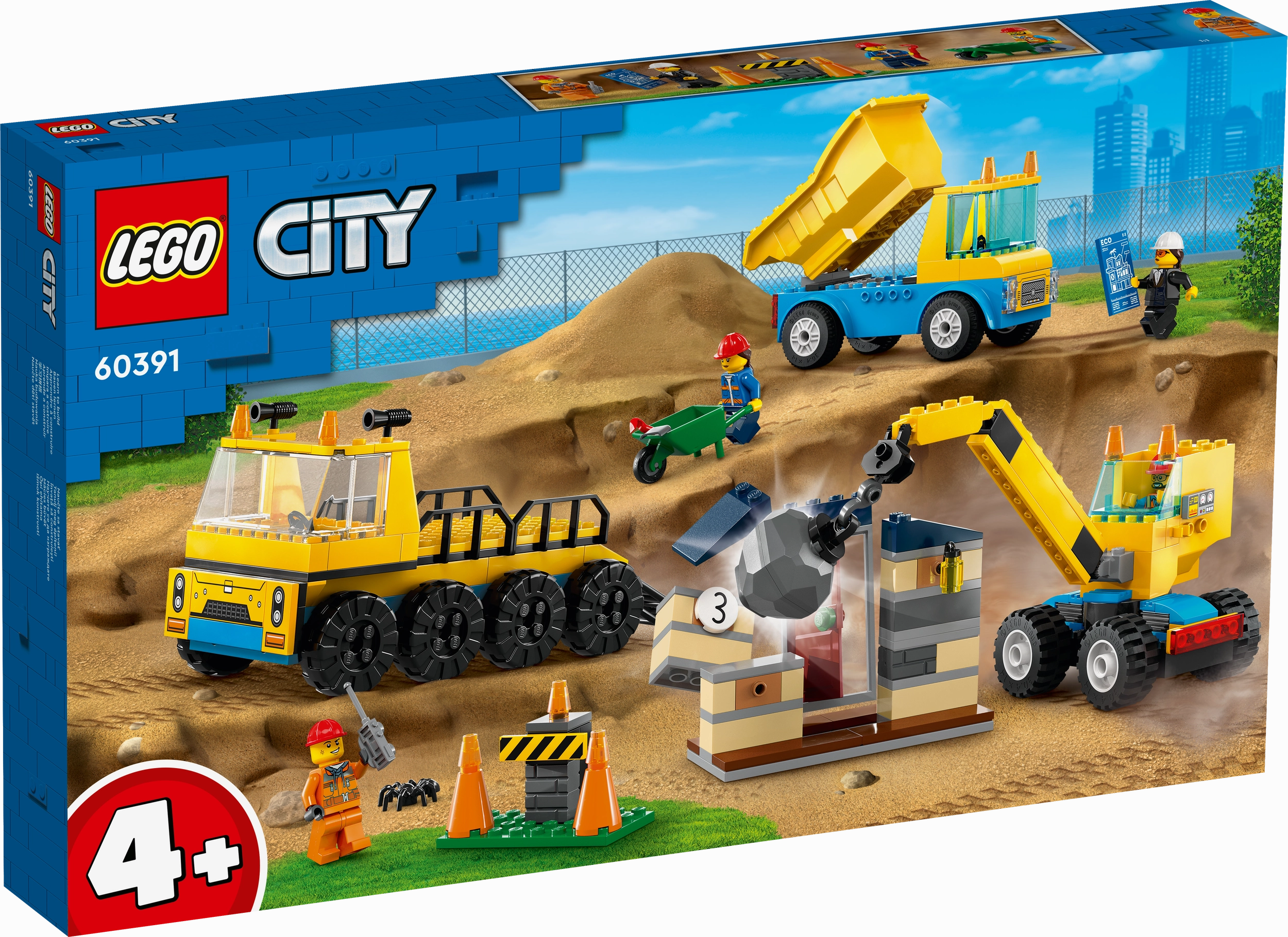 Lego City 60391 Construction Trucks & Wrecking Ball Crane for Ages 4 
